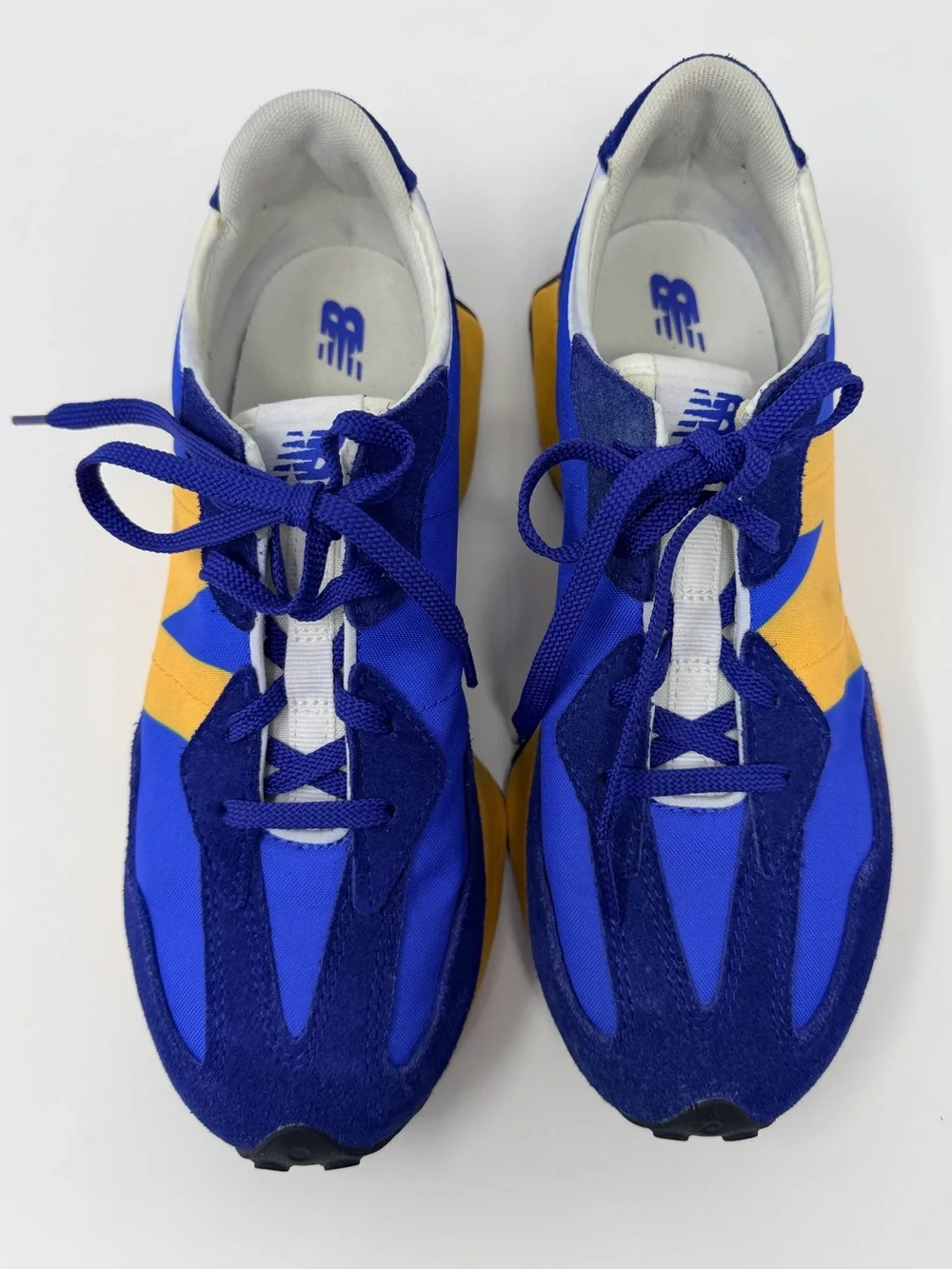 New Balance Sneakers 327 Marine Blue Mustard Yellow Runners Retro Streetwear 70s